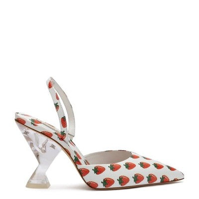 Larroude Gaga Strawberry Print Leather Pump Heels (New) Sz. 8