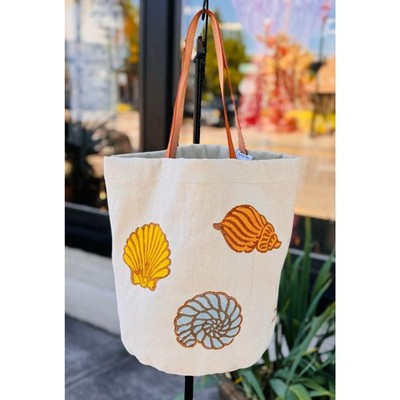 MANSUR GAVRIEL Cream & Yellow Canvas Leather Seashells Tote Shells Pascucci Bag