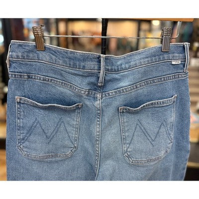 SOLD! MOTHER Blue Patch Pocket Maven Denim Wide Leg Mid Rise Ankle Jeans Sz. 31