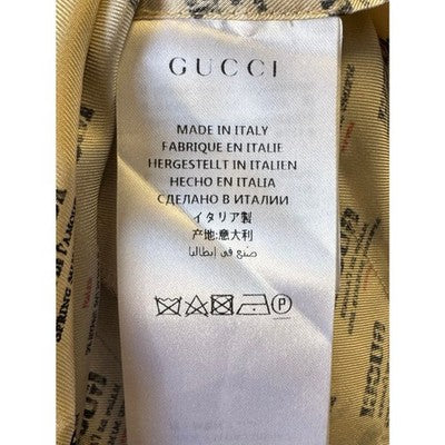 SOLD! GUCCI 2017 Ivory Signature Logo Jacquard Pleated 100% Silk Midi Skirt Sz. 46