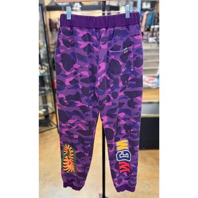 A Bathing Ape BAPE Shark Purple Camo Sweats 100% Cotton Sweatpants Sz. 10