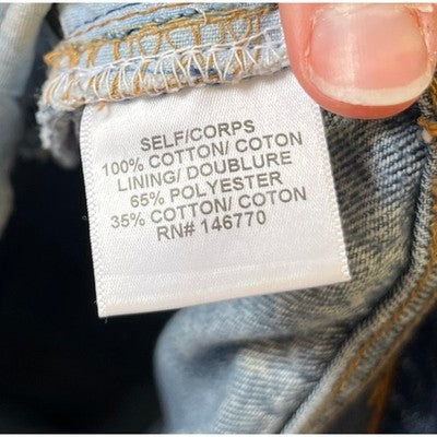 LEVI'S RE/DONE Blue Denim Raw Hem 5 Button Fly Distressed Jeans Sz. 26