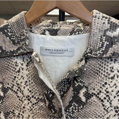 Philosophy Snakeskin Print Lorenzo Serafini Button Up Paper Long Coat - Small/Med.