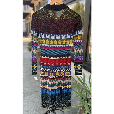 MARY KATRANTZOU Pleated Lurex Midi Jacquard Knit Cecile Dress - Small