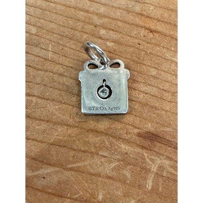 TIFFANY & CO. Sterling Silver 925 Diamond Enamel Present Gift Box Pend