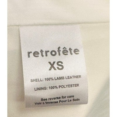 retrofete White Vtg. Lambskin Leather Willa Ruched Assym. Button Mini Dress - X-Small