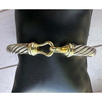 SOLD! DAVID YURMAN Sterling 925 14K Yellow Gold 7mm Classic Cable Buckle Bracelet