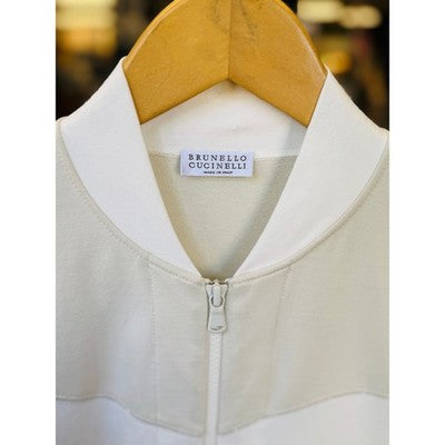 BRUNELLO CUCINELLI Tan & White Color Block Zip Up Monilli - XS