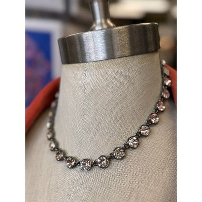 SOLD! Vintage 80’s GIVENCHY Rose Champagne Rivière Rose Gold-Tone Crystal Choker Necklace