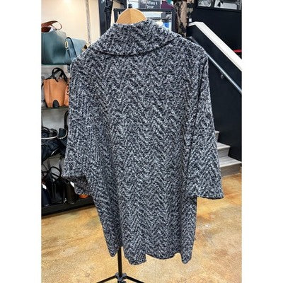 VERSACE Black & Grey Button Up Wool Blend 304 Sleeve Zip Accent Coat - Small