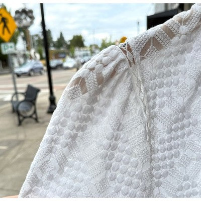 SEZANE Paris Blusa Shona White Lace Long Sleeve Blouse (NEW w/tags) Sz. 42/10