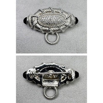 Judith Ripka Sterling Silver 925 CZ Onyx Enhancer Brooch Pendant