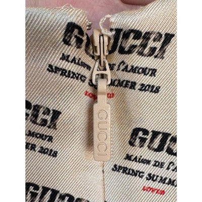 SOLD! GUCCI 2017 Ivory Signature Logo Jacquard Pleated 100% Silk Midi Skirt Sz. 46