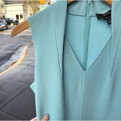 SOLD! ST. JOHN Blue Sleeveless Midi Hand Sewn Shift Dress Sz. 6