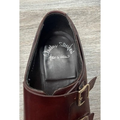 Santoni 9 Brown Men's Leather Double Monk Strap Buckle Shoes Sz. 9
