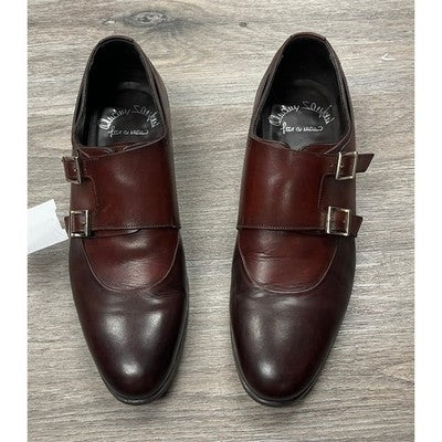 Santoni 9 Brown Men's Leather Double Monk Strap Buckle Shoes Sz. 9