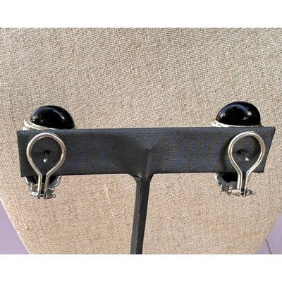 SOLD! DAVID YURMAN Sterling Silver 14K. Yellow Gold Onyx Shrimp Cable Vintage Earrings