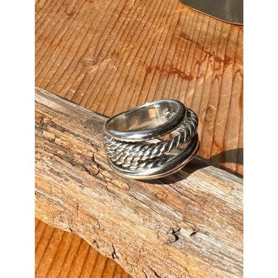 SOLD! DAVID YURMAN Sterling Silver 925 Twisted Cable Crossover Ring Sz. 6 1/2