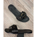 Ralph Lauren Black Purple Label RL Collection Flat Leather Sandals Sz. 9