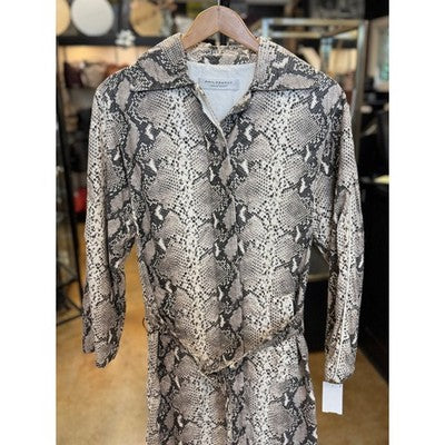 Philosophy Snakeskin Print Lorenzo Serafini Button Up Paper Long Coat - Small/Med.