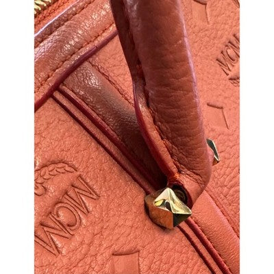 SOLD! MCM Mauve Calfskin Visetos Leather Embossed Monogram Boston Satchel Handbag