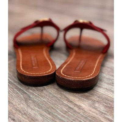 Ralph Lauren Red Purple Label RL Collection Flat Leather Sandals Sz. 9