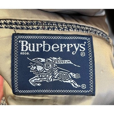 Vintage Men’s Burberrys Tan & Black Houndstooth Wool Blazer Burberry Jacket - XL
