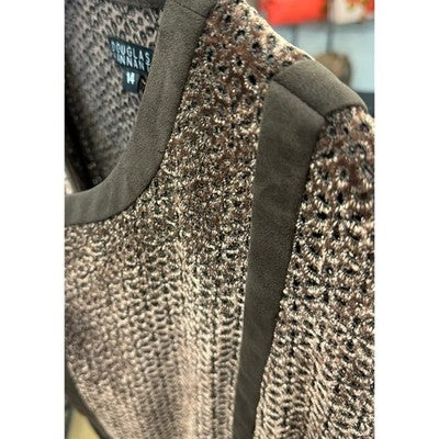 Vintage DOUGLAS HANNANT Brown Perforated Long Sleeved Jacket Cardigan Sz. 14