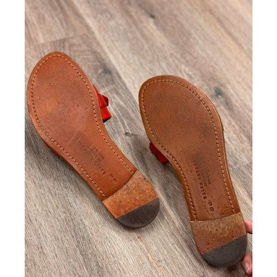 Ralph Lauren Red Purple Label RL Collection Flat Leather Sandals Sz. 9