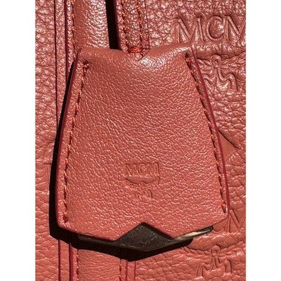 SOLD! MCM Mauve Calfskin Visetos Leather Embossed Monogram Boston Satchel Handbag