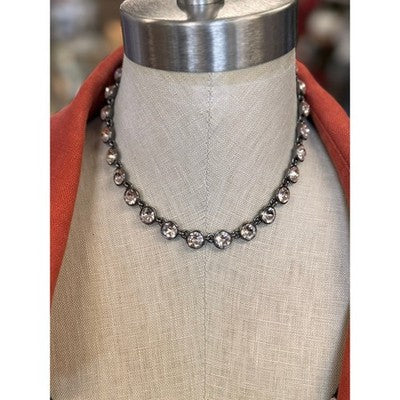 SOLD! Vintage 80’s GIVENCHY Rose Champagne Rivière Rose Gold-Tone Crystal Choker Necklace