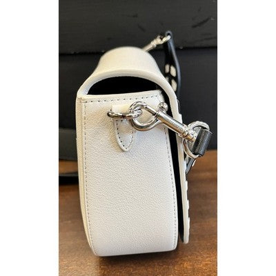 MULBERRY White & Black Leather Darley Small Satchel Crossbody Turn Lock Bag