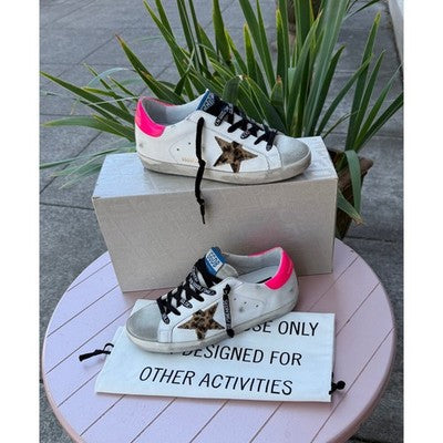 GOLDEN GOOSE Mesh Iconic Leopard SUPER-STAR Leather Low-Top Sneaker Sz. 36/6