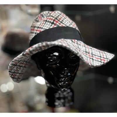 Borsalino Italy Black & Red Alpaca Blend Wool Vintage Hat - Medium