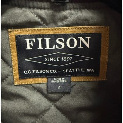 SOLD! Filson Dark Tan Men's Tin Cloth Insulated Work Vest 20172090 NEW - Small