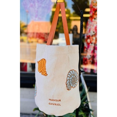 MANSUR GAVRIEL Cream & Yellow Canvas Leather Seashells Tote Shells Pascucci Bag