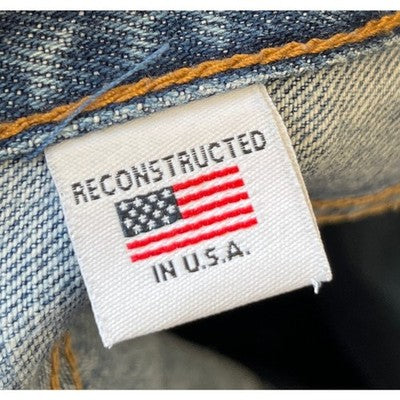 LEVI'S RE/DONE Blue Denim Raw Hem 5 Button Fly Distressed Jeans Sz. 26