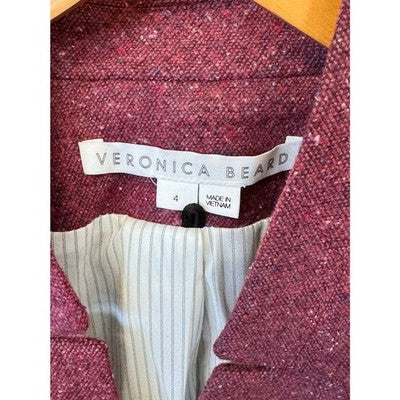 VERONICA BEARD Raspberry Wool Blend Blazer Farley 1 Button Up Jacket - Small