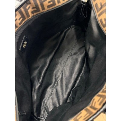 SOLD! FENDI Brown & Black Signature FF Zucca Quilted Canvas Roll Tote Bag