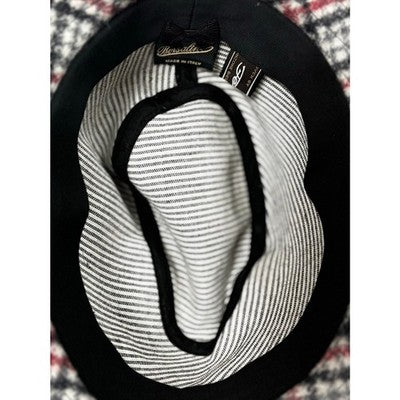 Borsalino Italy Black & Red Alpaca Blend Wool Vintage Hat - Medium