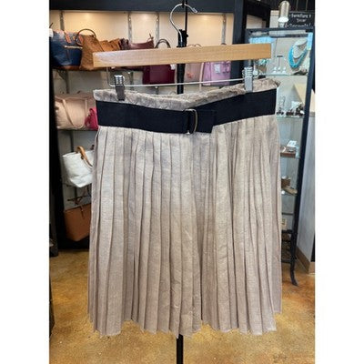 Dolce & Gabbana Tan & Black Belted Pleated Vintage Skirt NEW! Sz. 40