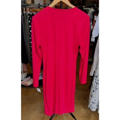 ST. JOHN Black Label Red Evening Knotted Swoop Dress Red Dress Sz. 12