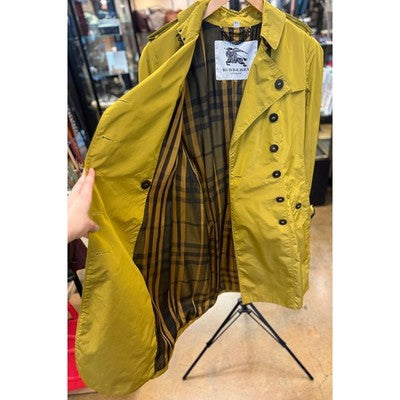 BURBERRY London Chartreuse Belted Double Breasted Trench Coat Sz. 10 - Medium