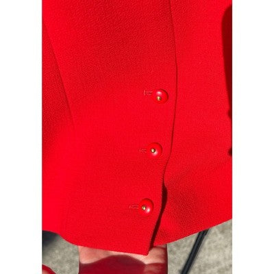 Vintage 90’s CHANEL Boutique Knit Professional Red Skirt Suit Sz. 40