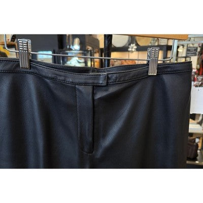 Vintage ST. JOHN Black Leather Wide Leg Pants Sz. 8
