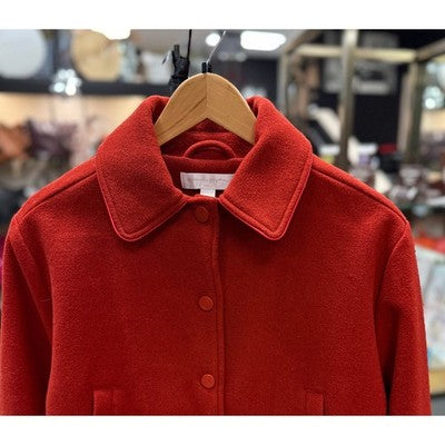 Spiritual Gangster Red Wool Mix Grateful Heart Isla Letterman Jacket - Small