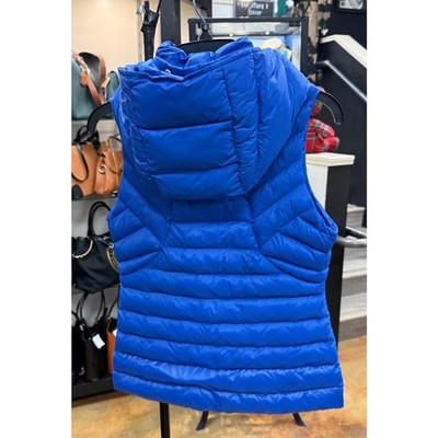 G/FORE Blue Nylon Quilted Puffer Fjord Hooded Golf Zip Vest - Small