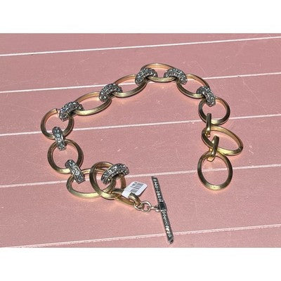 LANVIN PARIS Gold & Silver Tone Mixed Chunky Metal Choker Necklace w/