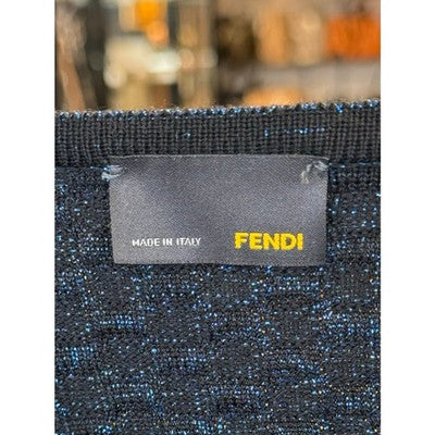 FENDI Wool/Cotton Knit Long Duster Sweater Embellished Vintage Jacket Sz. 40