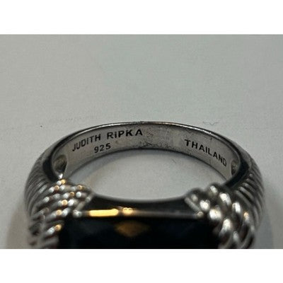 Judith Ripka Sterling Silver 925 Pineapple Cut Onyx Ring Sz. 8